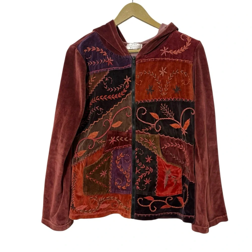 The Collection Royal Size Large Velvet Patchwork Embroidered Boho Hippie Gypsy - Picture 1 of 6